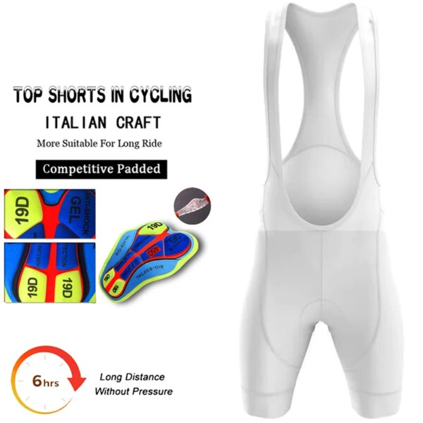 Pantalones de ciclismo para hombre, mallas para hombre, Blanco sólido, pantalones cortos profesionales, Maillot, equipo corto, deportes de montaña, babero, ropa de Gel, Culotte