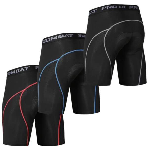 Ropa interior de ciclismo para hombre, pantalones cortos ajustados deportivos de alta elasticidad con esponja gruesa transpirable y amortiguadora de silicona