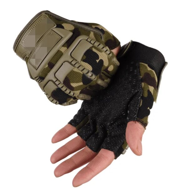 Guantes militares sin dedos para hombre, guantes tácticos de caza para trabajo exterior, guantes antideslizantes para conducir motocicleta y bicicleta de montaña