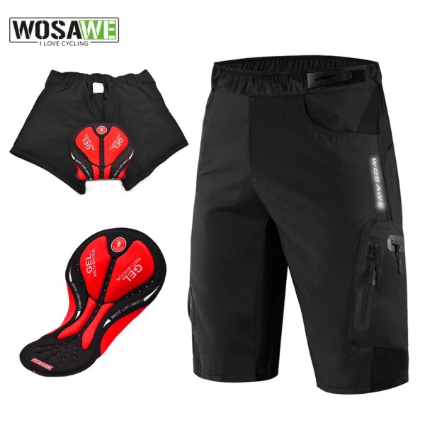 Pantalones cortos de ciclismo sueltos para hombre, acolchados 3D, para deportes al aire libre, resistentes a la lluvia y la suciedad, pantalones cortos transpirables para bicicleta de descenso y carreras MTB