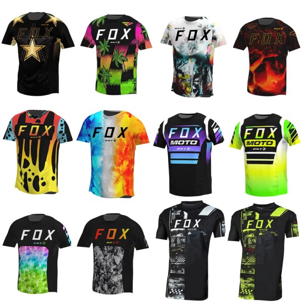 Camiseta MTB BAT FOX para hombre, camiseta de ciclismo de manga corta, camiseta para bicicleta de montaña, camiseta de Motocross todoterreno, camiseta para descensos de secado rápido