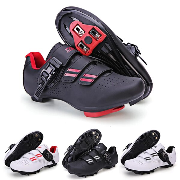 Zapatos de bicicleta de montaña para hombre, zapatillas de deporte de velocidad para montar, botas planas para montar en carretera, Clips, pedales, zapatillas de deporte para bicicleta de montaña Spd, carreras para mujer