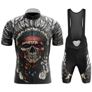 Ropa de ciclismo de montaña para hombre, traje de ciclismo con calavera, chaqueta, ropa, blusa, Jersey de equipo completo, conjunto de traje masculino Tricuta, verano 2023