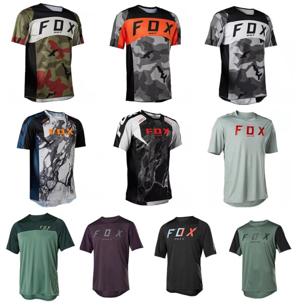 Camiseta de manga corta para hombre, camiseta para bicicleta de descenso, camisetas MTB BAT FOX, camiseta DH todoterreno, ropa para Motocross, Camisas de Ciclismo