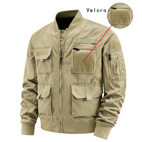 Chaqueta de ciclismo táctica para hombre, resistente al viento, impermeable, con múltiples bolsillos y Velcro, multifuncional, todoterreno, para exteriores, nueva tendencia