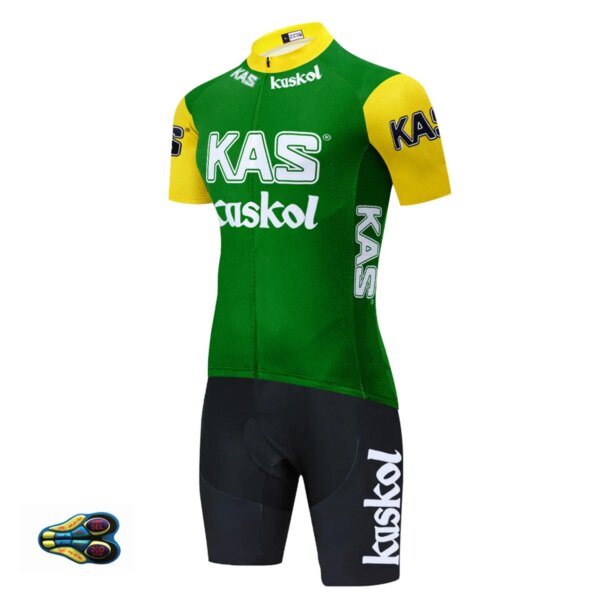 Ropa de manga corta verde KAS para hombre, traje de triatlón para Ciclismo, conjunto de mono de triatlón, Maillot, Ropa de Ciclismo, mono