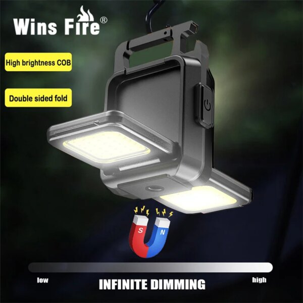 Mini linterna LED, llavero con luz, luces COB dobles, luces de trabajo recargables por USB, linterna de pesca con imán, batería integrada