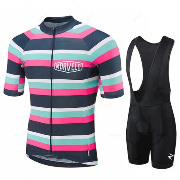 Morvelo-Conjunto de Jersey de Ciclismo, Ropa Transpirable, Ropa de MTB, Pantalones con Pechera para Bicicleta, Ropa Deportiva para Carreras en Bicicleta, Verano