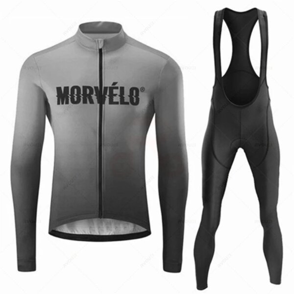 Morvelo-ropa de ciclismo de manga larga para hombre, conjunto de Jersey de bicicleta Anti-UV, transpirable, cómodo, primavera y otoño, novedad de 2023