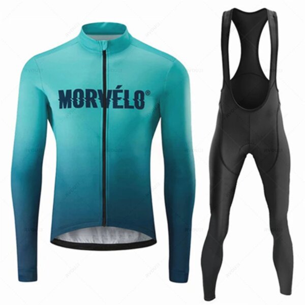 Morvelo-Conjunto de Maillot de Ciclismo Profesional, Transpirable, Manga Larga, Ropa para Bicicleta MTB, Traje de Ropa, Otoño