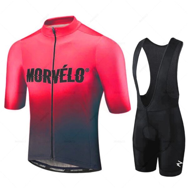 Morvelo - Conjunto de ropa de ciclismo para hombre, ropa transpirable, anti-UV, manga corta, conjunto con peto, nuevo