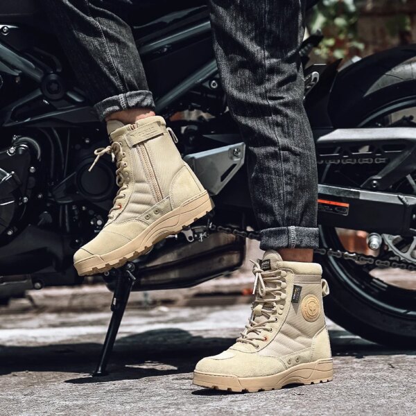 Botas de motocicleta para hombre, calzado táctico para montar en Motocross, protección contra caídas, botas deportivas, senderismo, equipo de Camping Original