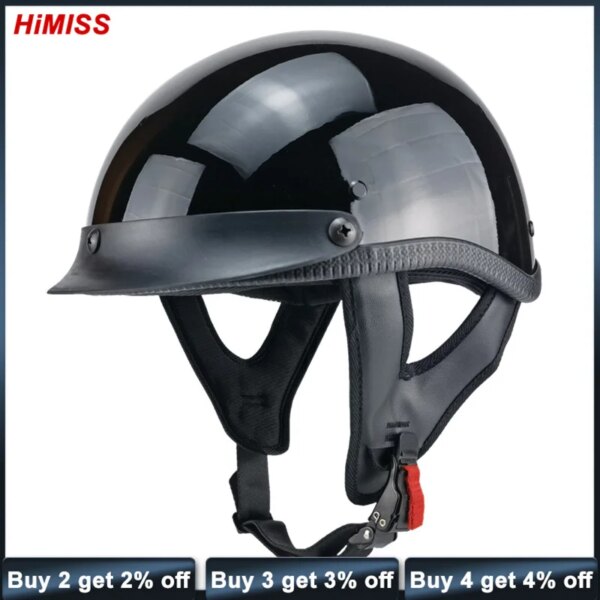 Casco de media máscara para motocicleta, hebilla de liberación rápida, ajustable, ATV, bicicleta eléctrica, cascos Vintage para hombres y mujeres