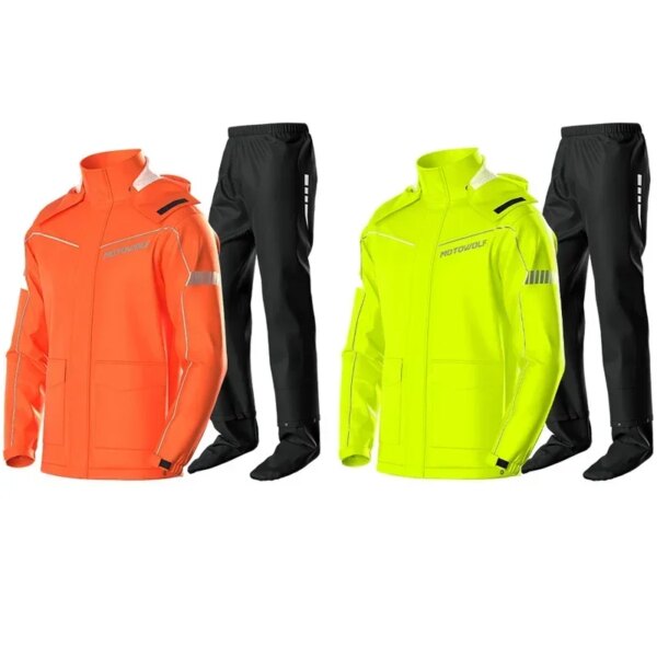 Traje impermeable para motocicleta, impermeable dividido, chaqueta y pantalones para ciclismo, ligero, plegable, reflectante a prueba de viento