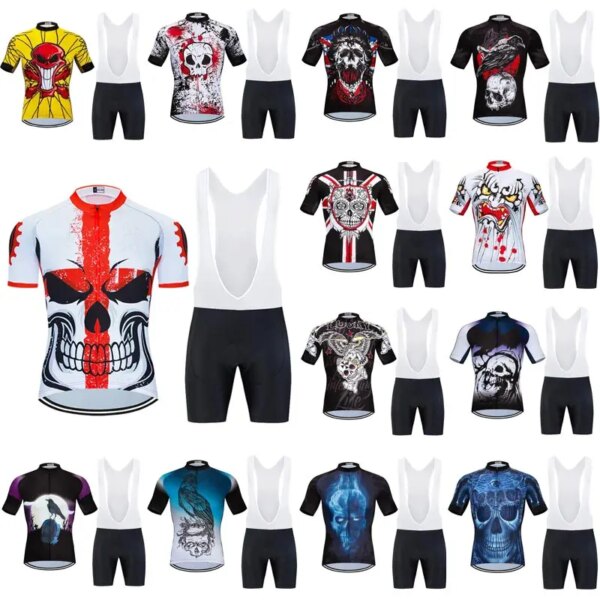 Conjunto de Jersey de Ciclismo con calavera de Moxilyn, Ropa de verano para bicicleta, Maillot, Ropa de Ciclismo para Hombre, Ropa deportiva para Ciclismo de montaña