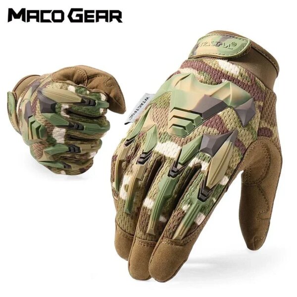 Guante táctico Multicam Camo ejército combate militar Airsoft bicicleta al aire libre senderismo tiro Paintball caza guantes de dedo completo