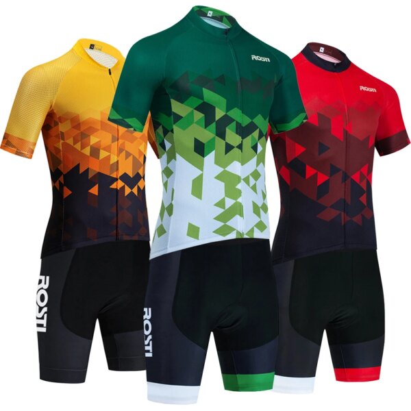 Nueva camiseta de Ciclismo de moda de Italia ROSTI Bike Maillot Jersey pantalones cortos hombres mujeres verde Ciclismo bicicleta Jerysey ropa de montar