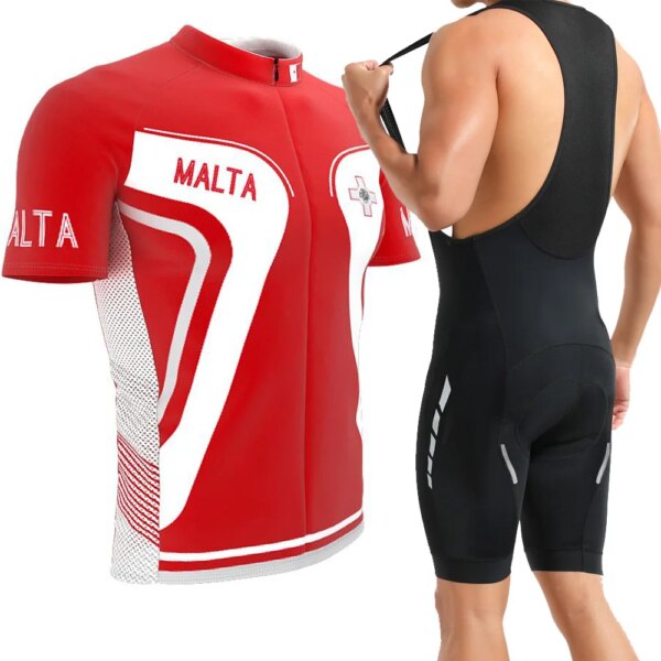 Camisetas de Ciclismo con bandera nacional de MALTA para hombre, uniforme de manga corta, Ropa de bicicleta roja, Maillot de Ciclismo