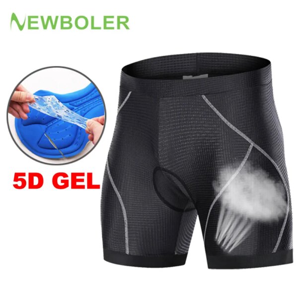 NEWBOLER-pantalones cortos de ciclismo transpirables para hombre, ropa interior con almohadilla de Gel 5D a prueba de golpes, ropa interior para bicicleta de montaña y carretera