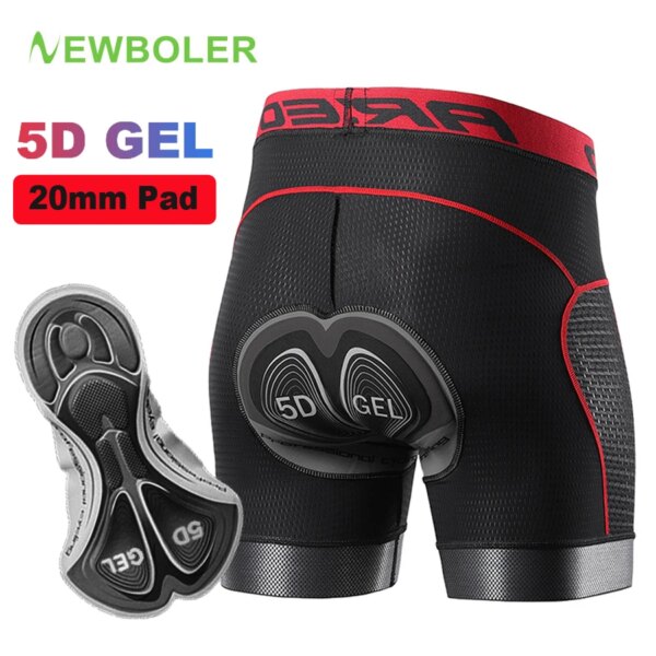 NEWBOLER-pantalones cortos de ciclismo para hombre, ropa interior de malla transpirable con almohadilla de GEL, a prueba de golpes, para ciclismo de montaña y carretera