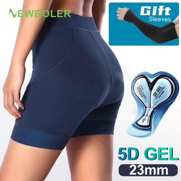 NEWBOLER-pantalones cortos de ciclismo para mujer, ropa interior transpirable con almohadilla de GEL 5D, a prueba de golpes, ropa interior para bicicleta de montaña y carretera