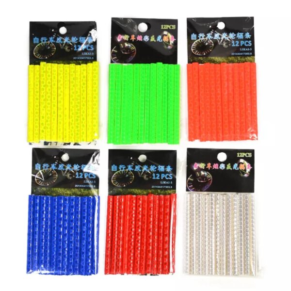 Nuevo 12 Uds bicicleta de montaña llanta de rueda montaje para radios tubo de Clip luz de advertencia tira Reflector reflectante al aire libre 75mm