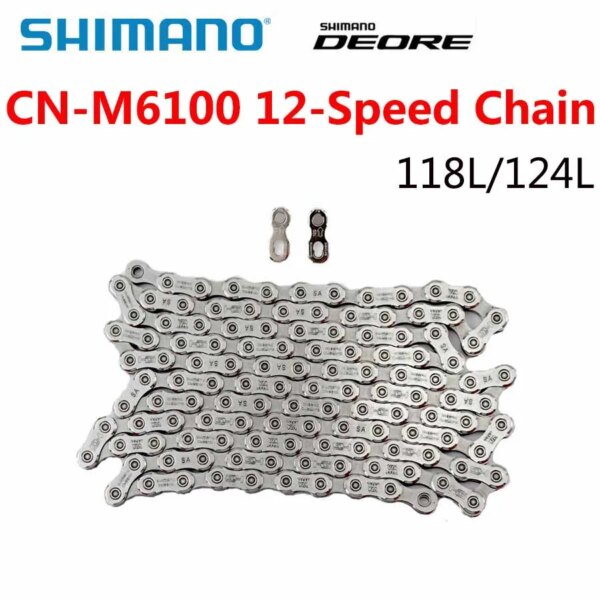 Nueva llegada Shimano Deore CN-M6100 CN M6100 cadena 12 velocidades 124L enlace rápido Cadena de bicicleta de montaña cadenas MTB piezas de bicicleta