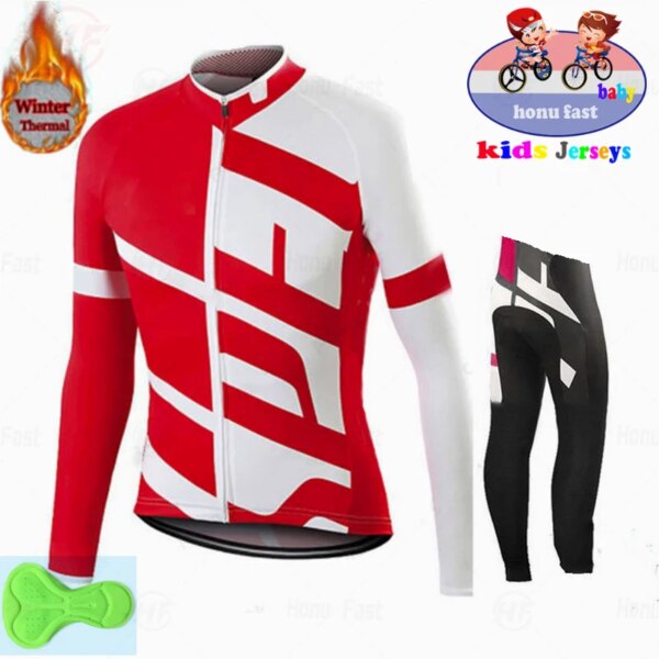 Ropa de ciclismo para equipo de bebé, conjunto de Jersey ciclista de invierno, ropa térmica de lana para bicicleta de manga larga, uniforme para exteriores, 2022