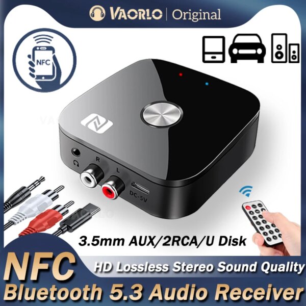 Nuevo receptor de Audio Bluetooth 5,3 NFC 3,5mm AUX RCA adaptador inalámbrico estéreo USB u-disk HIFI música sin pérdidas para Kit de altavoz de coche