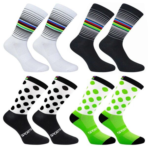 Nuevos calcetines de ciclismo MTB, calcetines para bicicleta de montaña, calcetines de compresión atléticos transpirables que absorben la humedad para viajes, correr, senderismo 37-45