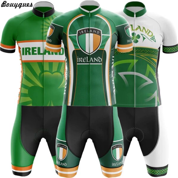 Nuevo equipo de Irlanda Maillot Ciclismo Hombre deporte al aire libre corto Ciclismo Jersey conjunto transpirable carreras deporte bicicleta Jersey ropa de bicicleta