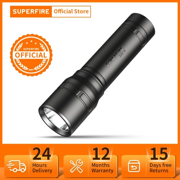 Nueva linterna LED superbrillante SUPERFIRE S33-A con batería integrada, 4 modos de iluminación, minilinterna para Camping, caza, bicicleta, luz