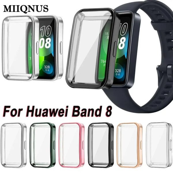 Nueva funda protectora de pantalla para Huawei Band 8, funda protectora de TPU suave con cobertura completa, accesorios para Huawei Band 8