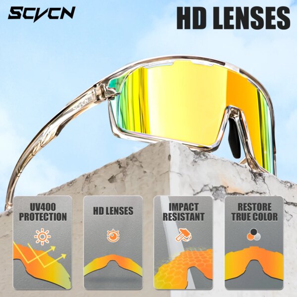 Nuevo estilo Scvcn gafas de sol fotocromáticas para ciclismo para hombres, deportes al aire libre, senderismo, conducción, gafas para mujeres, gafas para bicicleta de montaña UV400