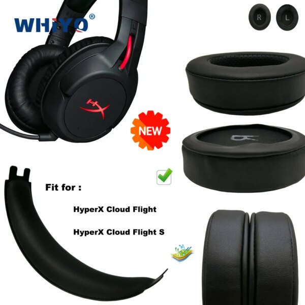 Nueva actualización de almohadillas de repuesto para auriculares HyperX Cloud Flight S, piezas de auriculares, cojín de cuero, orejera de terciopelo, funda para auriculares