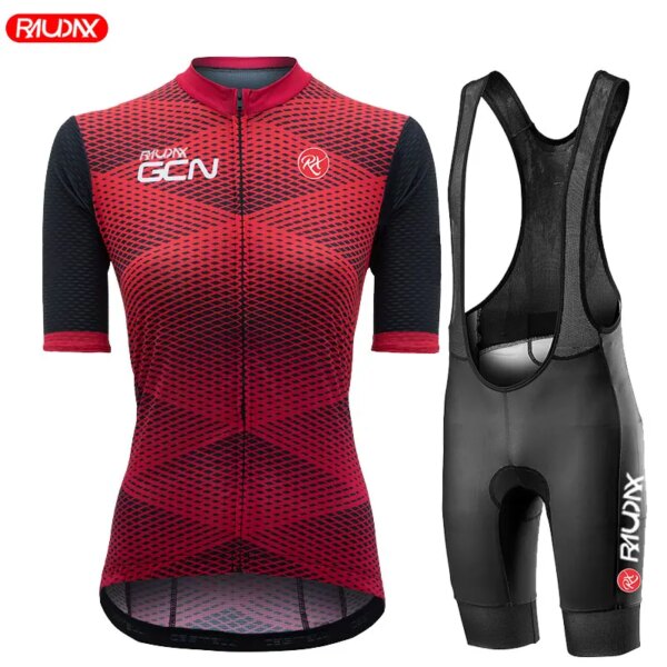 Conjunto de Jersey de Ciclismo para Mujer, Ropa de Ciclismo transpirable para niña, uniforme de bicicleta de triatlón, Rojo, Verano 2022