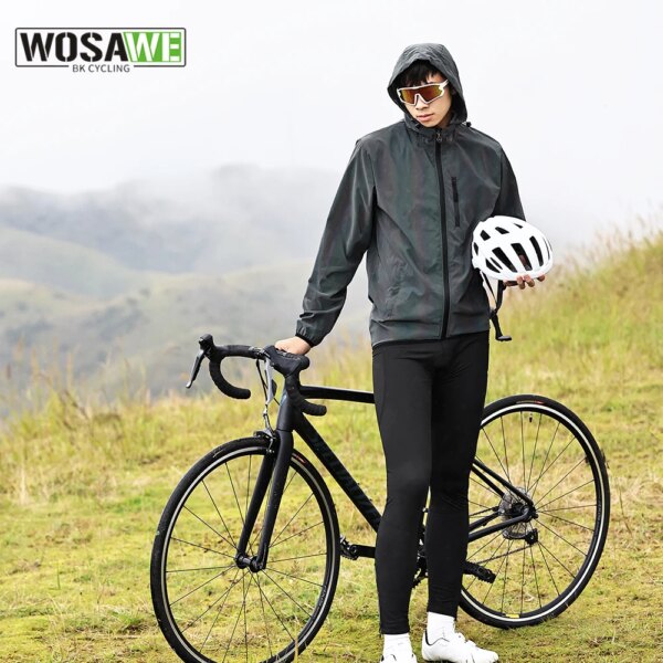 Chaqueta reflectante nocturna y pantalón de Gel, conjunto de chaqueta de ciclismo, cortavientos, pantalón para bicicleta de montaña, traje para correr resistente al agua de alta visibilidad