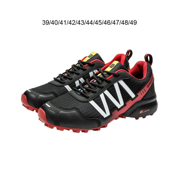 Zapatos de estabilidad antideslizantes para hombres: actividades al aire libre, cubiertas cómodas para zapatos de ciclismo de alta calidad, zapatos deportivos para hombres, negro, rojo 44