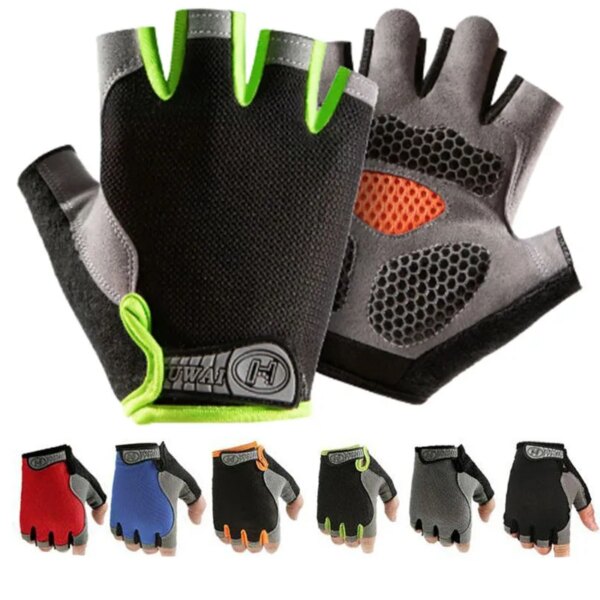 Guantes antideslizantes antimedio dedo para motocicleta, elásticos, antigolpes, para Fitness, ciclismo, transpirables, para hombre y mujer, guantes de medio dedo para bicicleta