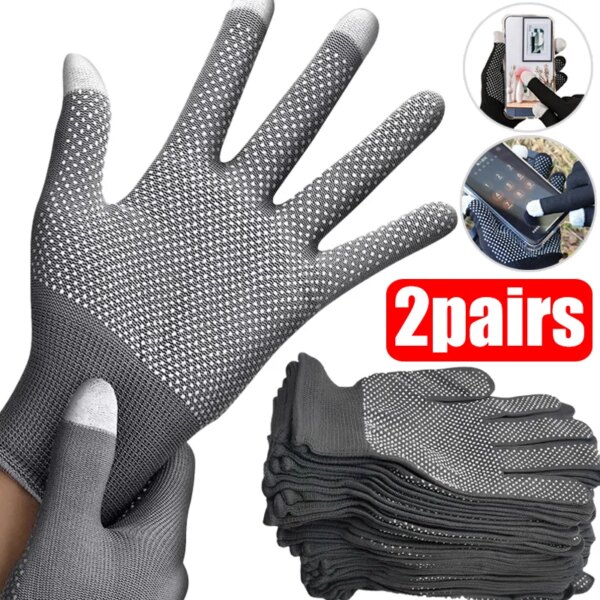 Guantes antideslizantes de nailon con pantalla táctil para hombre y mujer, guantes de verano para montar al aire libre, deporte, Fitness, transpirables, antideslizantes, con protector solar, medio dedo