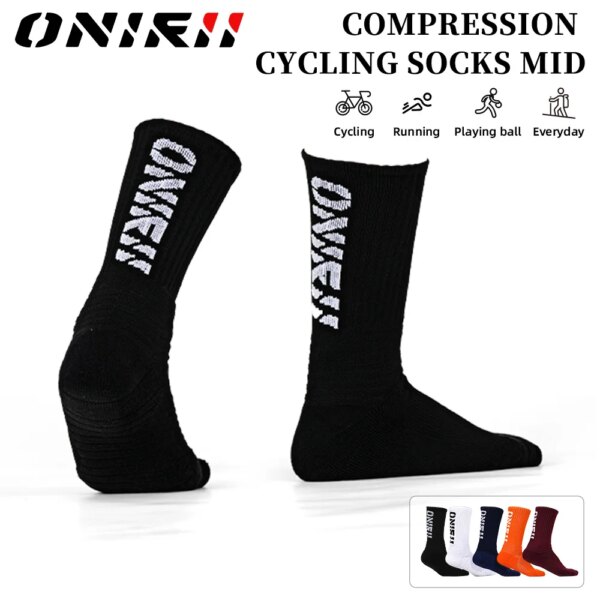 ONIRII calcetines de ciclismo Unisex compresión absorbente del sudor antideslizante transpirable usable Camping senderismo correr calcetines deportivos Fitness