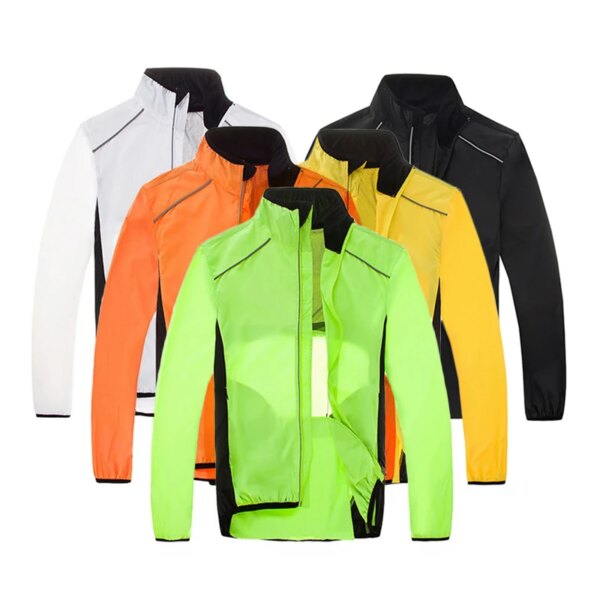 Chaqueta de ciclismo de viento naranja para hombre y mujer, chaqueta reflectante de ajuste seco para bicicleta de montaña, impermeable, ropa para bicicleta, cortavientos