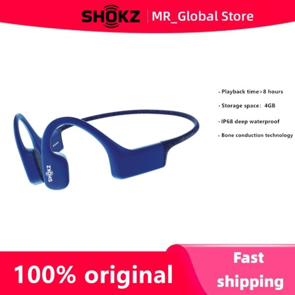 Original Shokz OpenSwim S700 conducción ósea 4GB reproductor de música MP3 IP68 auriculares inalámbricos de natación impermeables para deportes, correr