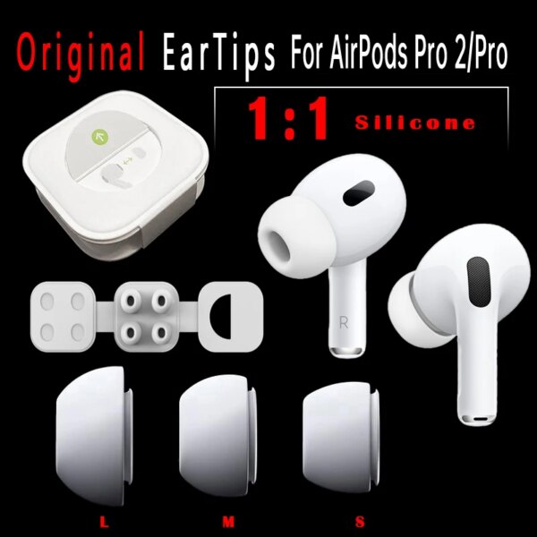 Almohadillas originales de silicona para auriculares Apple Airpod Pro 2 1 generación, almohadillas de repuesto para auriculares, funda para tapones para los oídos airpod