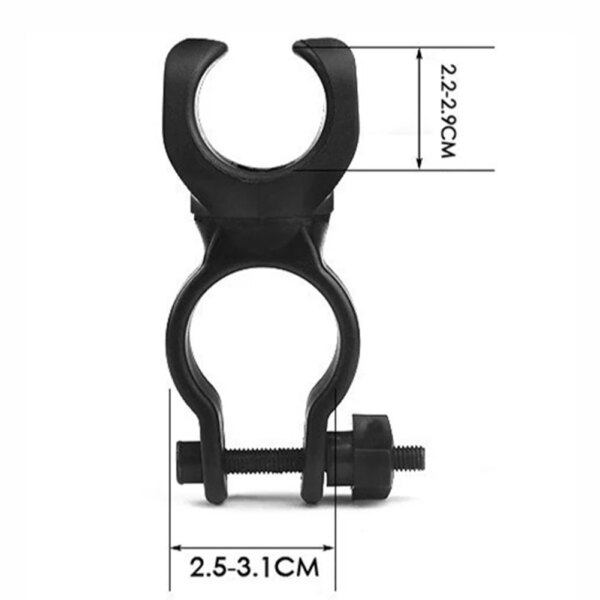 Soporte para linterna para exteriores, Clip para luz de bicicleta, rotación de 360 ​​grados, ajuste extensible, manillar de 2,5 cm, Control total, negro, nuevo