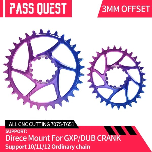 PASS QUEST GXP/DUB Piñón de rueda de cadena ancha y estrecha con plato desplazado de 3mm para SRAM NX GX XX1 Eagle 10/11/12 velocidades