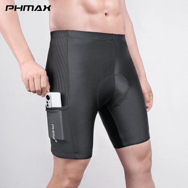 Pantalones cortos de ciclismo PHMAX para hombre, pantalones cortos de verano para bicicleta de carretera, medias de ciclismo transpirables con bolsillo, almohadilla de Gel 5D, pantalones cortos con pechera para bicicleta de carreras