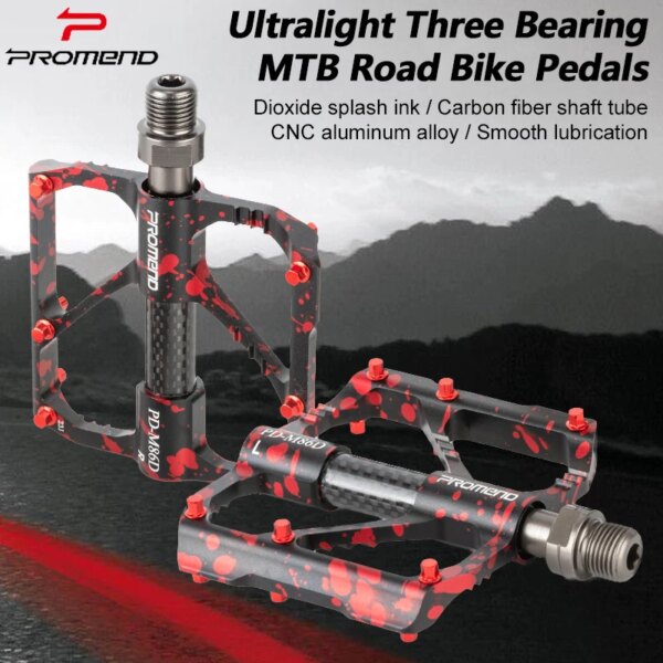 PROMEND-pedales de bicicleta de tubo de fibra de carbono, antideslizantes, 3 rodamientos, aleación de aluminio, sedosos, BMX, MTB, accesorios duraderos para bicicleta