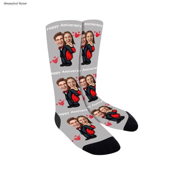 Calcetines personalizados con foto personalizada, calcetines grabados con imagen, divertidos calcetines de tripulación, regalos para hombres, amigos, Día de San Valentín