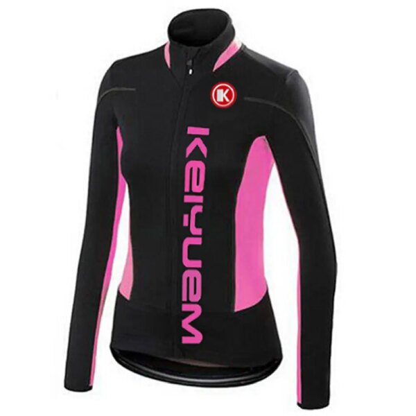 Rosa mujer invierno polar ciclismo Jersey manga larga chaqueta térmica bicicleta abrigo cálido a prueba de viento ropa de ciclismo